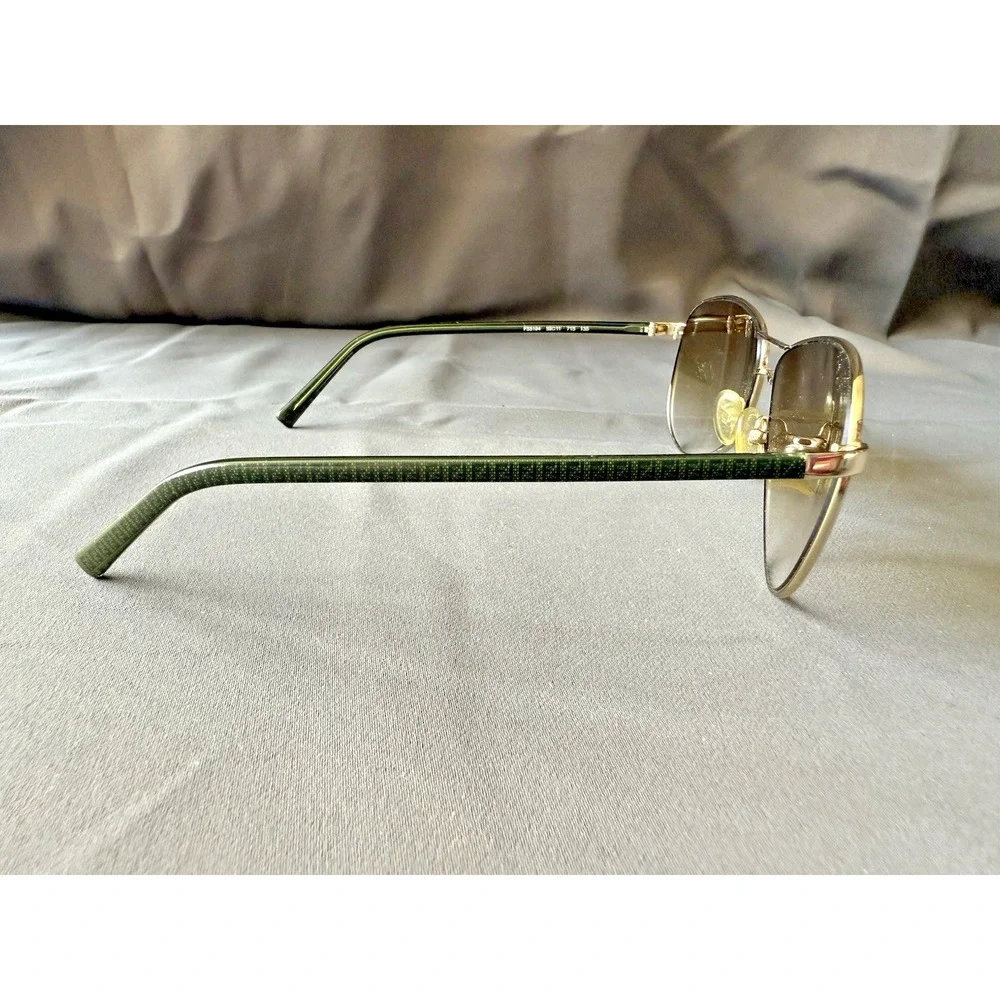 FENDI FS 5194 Aviator Sunglasses Light Gold Green Designer Metal Double‎ Bridge